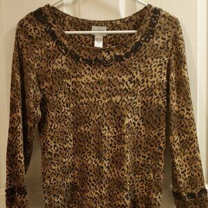 Women's three-quarter sleeve animal print shirt